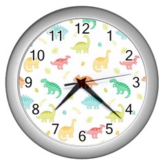 Animals Dinosaurs T-rex Pattern Wall Clock (Silver)