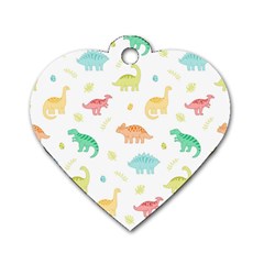 Animals Dinosaurs T-rex Pattern Dog Tag Heart (One Side)