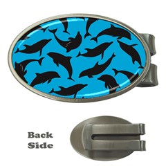 Dolphin Silhouette Pattern Money Clips (oval)  by Pakjumat