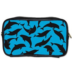 Dolphin Silhouette Pattern Toiletries Bag (two Sides) by Pakjumat