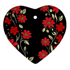 Pattern Flowers Design Nature Heart Ornament (two Sides) by Pakjumat