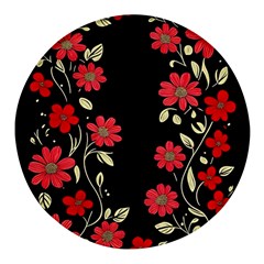 Pattern Flowers Design Nature Round Glass Fridge Magnet (4 Pack) by Pakjumat