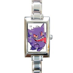 Purple Funny Monster Rectangle Italian Charm Watch by Sarkoni