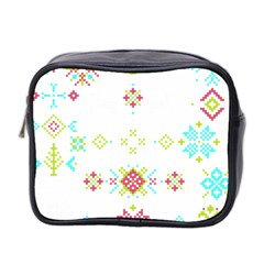 Christmas Cross Stitch Pattern Effect Holidays Symmetry Mini Toiletries Bag (two Sides)