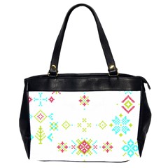 Christmas Cross Stitch Pattern Effect Holidays Symmetry Oversize Office Handbag (2 Sides)