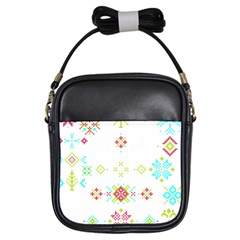 Christmas Cross Stitch Pattern Effect Holidays Symmetry Girls Sling Bag