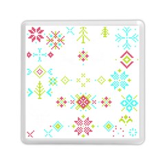 Christmas Cross Stitch Pattern Effect Holidays Symmetry Memory Card Reader (square)