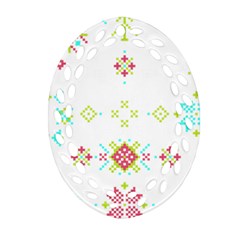 Christmas Cross Stitch Pattern Effect Holidays Symmetry Oval Filigree Ornament (two Sides)