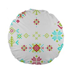 Christmas Cross Stitch Pattern Effect Holidays Symmetry Standard 15  Premium Round Cushions