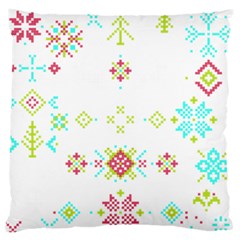 Christmas Cross Stitch Pattern Effect Holidays Symmetry Standard Premium Plush Fleece Cushion Case (one Side)