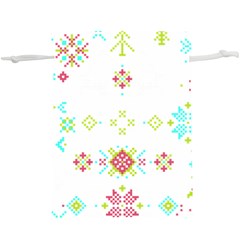 Christmas Cross Stitch Pattern Effect Holidays Symmetry Lightweight Drawstring Pouch (xl) by Sarkoni