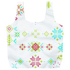 Christmas Cross Stitch Pattern Effect Holidays Symmetry Full Print Recycle Bag (xxl) by Sarkoni