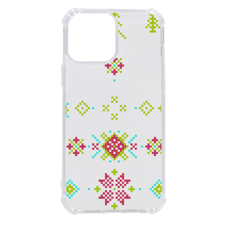 Christmas Cross Stitch Pattern Effect Holidays Symmetry iPhone 13 Pro Max TPU UV Print Case