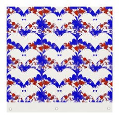 Bat Pattern T- Shirt White Bats And Bows Red Blue T- Shirt Banner And Sign 3  X 3  by EnriqueJohnson