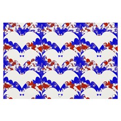 Bat Pattern T- Shirt White Bats And Bows Red Blue T- Shirt Banner And Sign 6  X 4  by EnriqueJohnson