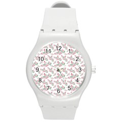 Christmas Shading Festivals Floral Pattern Round Plastic Sport Watch (m)