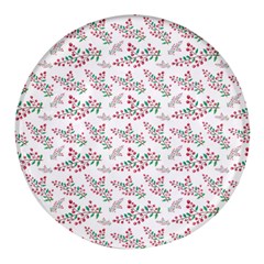 Christmas Shading Festivals Floral Pattern Round Glass Fridge Magnet (4 Pack)