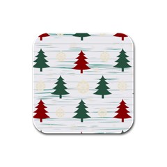 Christmas Tree Snowflake Pattern Rubber Square Coaster (4 Pack) by Sarkoni