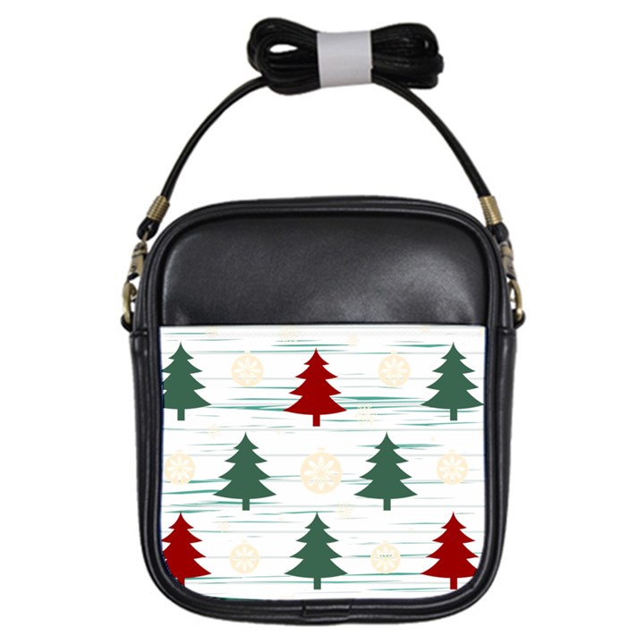 Christmas Tree Snowflake Pattern Girls Sling Bag