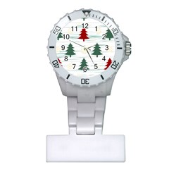 Christmas Tree Snowflake Pattern Plastic Nurses Watch by Sarkoni