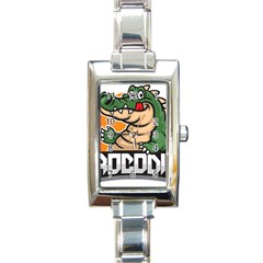 Funny Crocodile Rectangle Italian Charm Watch by Sarkoni