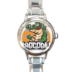 Funny Crocodile Round Italian Charm Watch by Sarkoni