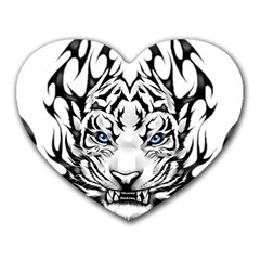 White And Black Tiger Heart Mousepad