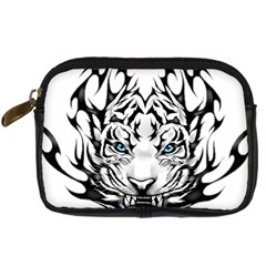 White And Black Tiger Digital Camera Leather Case by Sarkoni
