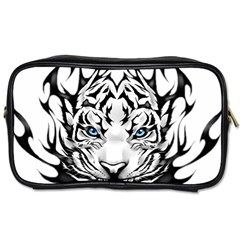 White And Black Tiger Toiletries Bag (one Side)