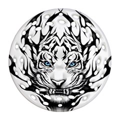 White And Black Tiger Round Filigree Ornament (two Sides)