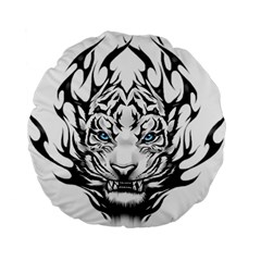 White And Black Tiger Standard 15  Premium Flano Round Cushions