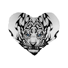 White And Black Tiger Standard 16  Premium Flano Heart Shape Cushions