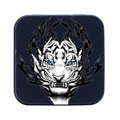 White And Black Tiger Square Metal Box (black) by Sarkoni