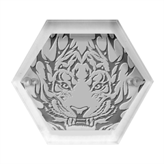 White And Black Tiger Hexagon Wood Jewelry Box by Sarkoni