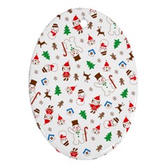 Christmas Santa Claus Pattern Oval Ornament (two Sides)