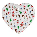 Christmas Santa Claus Pattern Heart Ornament (Two Sides) Back