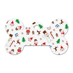 Christmas Santa Claus Pattern Dog Tag Bone (one Side)