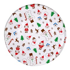 Christmas Santa Claus Pattern Round Glass Fridge Magnet (4 Pack) by Sarkoni