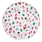 Christmas Santa Claus Pattern Round Glass Fridge Magnet (4 pack) Front