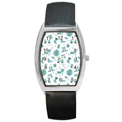 Christmas Seamless Pattern Design Barrel Style Metal Watch