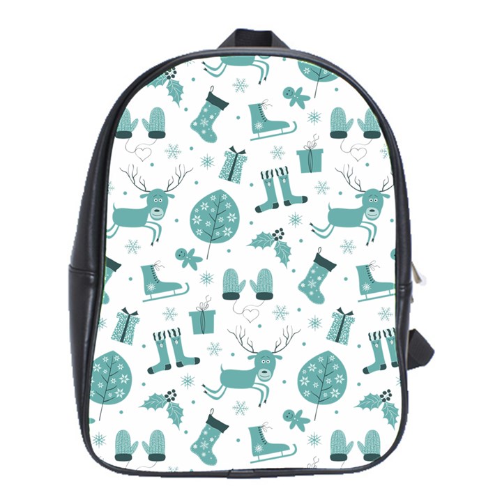 Christmas Seamless Pattern Design School Bag (Large)