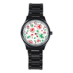 Merry Christmas Geometric Pattern Stainless Steel Round Watch