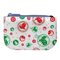 Merry Christmas Geometric Pattern Large Coin Purse