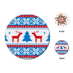 Red And Green Christmas Tree Winter Pattern Pixel Elk Buckle Holidays Playing Cards Single Design (round)