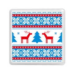 Red And Green Christmas Tree Winter Pattern Pixel Elk Buckle Holidays Memory Card Reader (square)