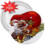 Funny Santa Claus Christmas 3  Buttons (10 pack)  Front