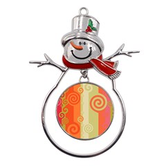 Ring Kringel Background Abstract Red Metal Snowman Ornament