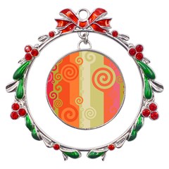 Ring Kringel Background Abstract Red Metal X mas Wreath Ribbon Ornament