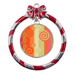 Ring Kringel Background Abstract Red Metal Red Ribbon Round Ornament