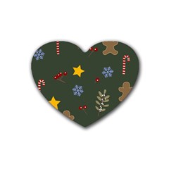 Christmas Party Pattern Design Rubber Coaster (Heart)